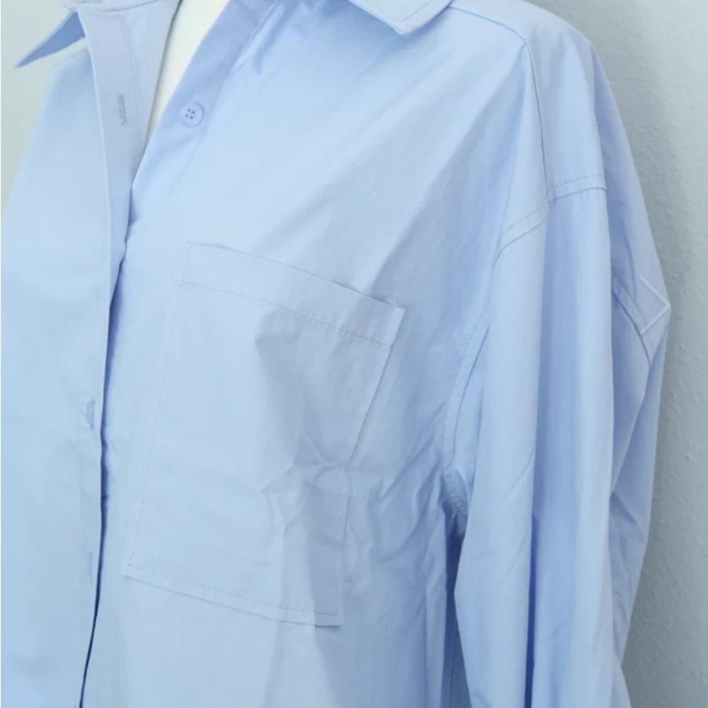 Elle Grey 
Blue Women's Blouse  size large 100% cotton
